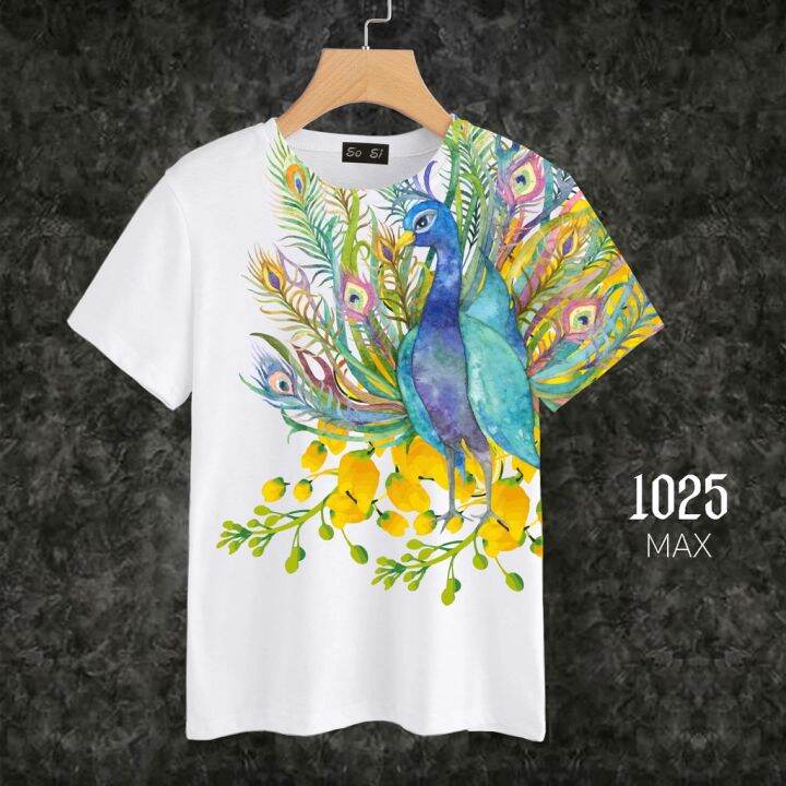 loso-store-เสื้อยืดพิมพ์ลาย-รุ่นสงกรานต์-max-ลายนกดอกไม้