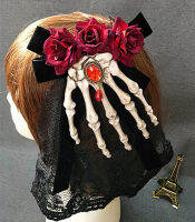 ที่คาดผมแฮนด์เมด Witch Skull Rose Headband Gothic Headwear Girl Prop ตกแต่งฮาโลวีน Cosplay Party