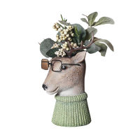 WEILEAD Resin Glasses Animal Flower Pot Figurines For Home Decoration Accessories Modern Creative Literature And Art Vase Statue