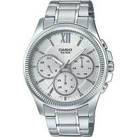 Casio นาฬิกาข้อมือผู้ชาย ขอบหยัก 6 เข็ม สายสแตนเลส รุ่น MTP-E315 ของแท้ รับประกัน 1 ปี