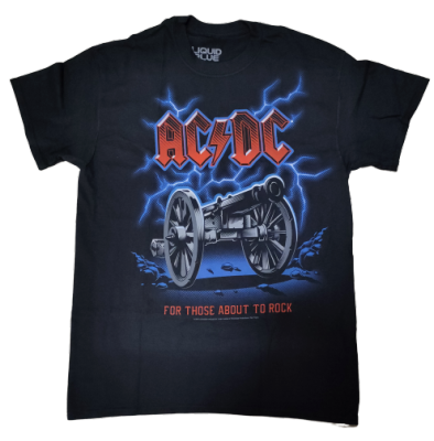 เสื้อยืดวง ACDC For THOSE ABOUT TO ROCK เสื้อยืดคอกลมแขนสั้นผ้าฝ้ายพิมพ์ลายทรงหลวมแฟชั่นสําหรับผู้ชาย