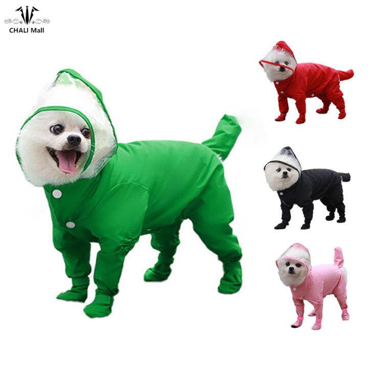 CHALI Pet Dogs Raincoat With Hood Lightweight Waterproof Hooded
