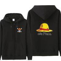 COD jb2763 ลูฟี่หมวกฟางผู้ชายซิปเสื้อกันหนาวหมวกหลวมผู้ชาย Hoodies อะนิเมะ One Piece การ์ตูนเสื้อ Sewatshirt