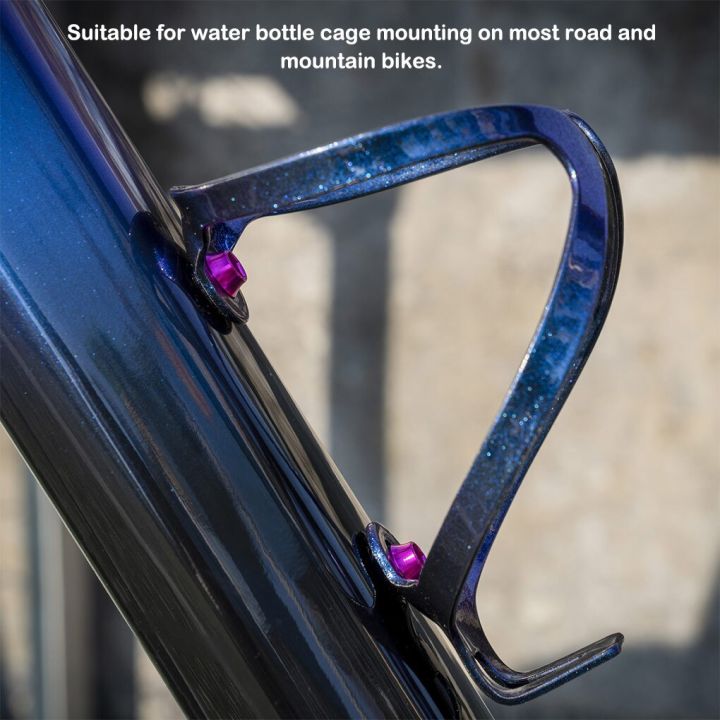 สกรูยึดขวดน้ำจักรยานอลูมิเนียมอัลลอยด์2ชิ้นสีทึบชิ้นส่วนสกรูป้องกันสนิมชุบผิวด้วยอโนไดซ์หกเหลี่ยม