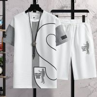 【July hot】 2023 summer new high-end waffle casual suit male teenager short-sleeved handsome sports