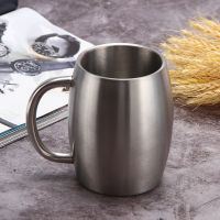 450ml Stainless Steel Beer Coffee Cup Mug Reusable Double Wall with Handle Office Milk Water Bubble Tea Cups Travel Drinkware