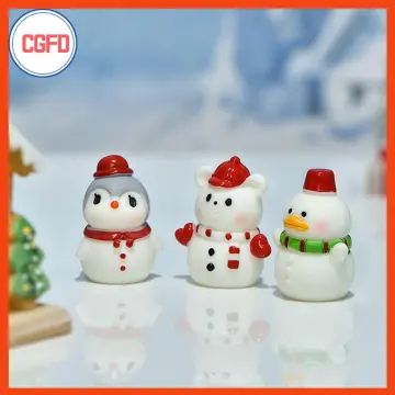 14pcs Mini Snowman Sculpture For Dollhouse Accessories, Micro Landscape,  Bonsai Decor, Fairy Garden, Desktop, Christmas Decor