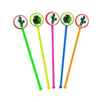 12pcs Disposable Cactus Plastic Cocktail Swizzle Sticks Drink Wine Beverage Stirrer Coffee Muddler Puddler KTV Bar Decation