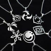 New Genshin Impact Necklace For Man Woman Stainless Steel Pendant Party Gift Jewelry Vision Punk Cute Element Street Accessories