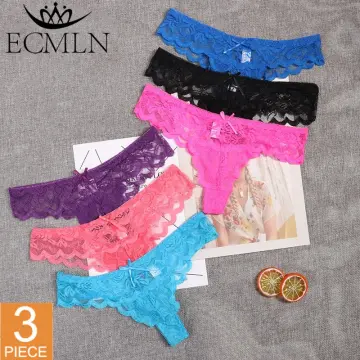 Buy online Pink Lace Thong Low Rise Panty from lingerie for Women