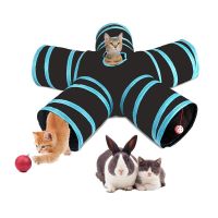 №♘☸ Cat Tunnels Toy 5 Holes Tube Toys With Bell Interactive Pet for Cats Rabbits Waterproof Foldable Pipeline Accessories