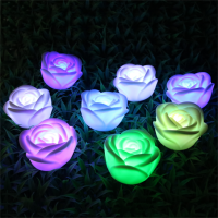4PCS Simulation Rose Light LED Electronic Candle Light Wedding Supplies Party Decoration Colorful Rose Christmas Decoration