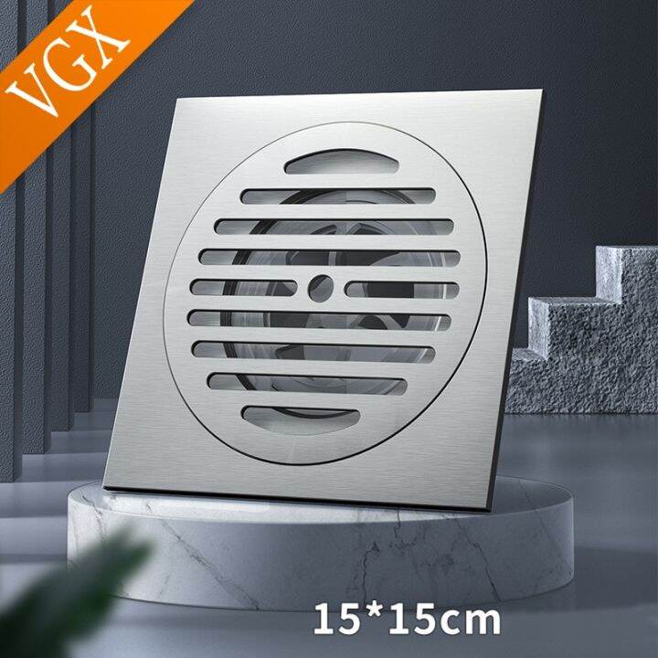 VGX Brass Floor Drain Stripe AntiOdor Drain Valve Cover Shower Trap
