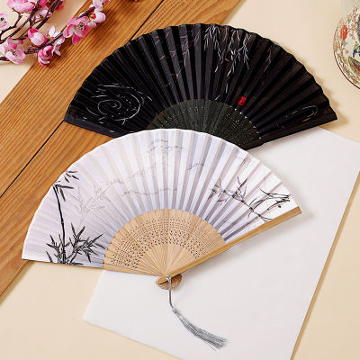 Chinese style summer portable tassel fan foldable fan ancient style Hanfu mens Hanfu childrens dance small bamboo fan  RWS3