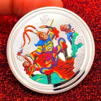 Chinese Zodiac Monkey Silver-plated Painted Commemorative Coin Monkey King Collection Coin Gift Lucky Challenge Coin