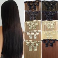 LIHUI  6 Clip Synthetic long straight hair heat-resisting Hair extension piece Extensions Straight Loose Wave Hair Clips Thick Wig  Hair Extensions  P