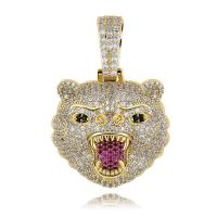 JINAO New Fashion Hip Hop Jewelry Beast Bear Animal All Ice Out Pendant&amp;Necklace Tennis Chain Gold Sliver-Color For Man Gift