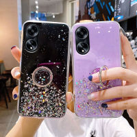 เคสโทรศัพท์ OPPO A18 A38 A58 A78 4G ใหม่2023 เป็นประกายแวววาววิบวับลายเลื่อมพร้อมเคสยางใสแท่นวางวงกลม เคสOPPO A18 4G กรอบนิ่ม