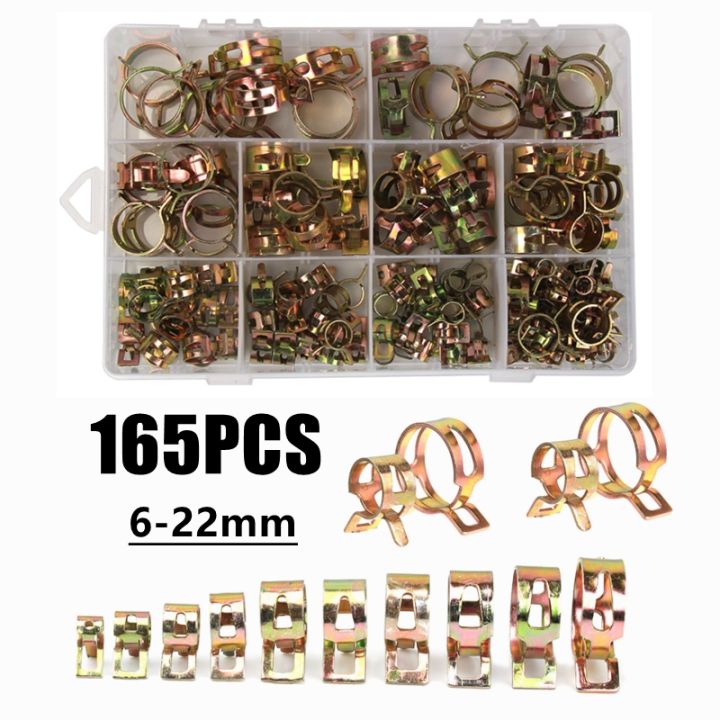 165pcs-zinc-plated-spring-clip-6-22mm-fuel-line-hose-water-pipe-air-tube-clamps-fastener