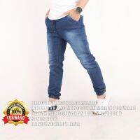 [A Flexible]☌ตารอ Celana Jeans Denim ของผู้ชายกางเกงจ็อกกิ้ง