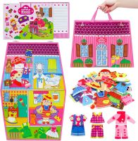 Girl Dress UP House Felt Board Foldable Preschool Early Learning Interactive Play Kit For Toddler Montessori Busy Board Toy Adhesives Tape