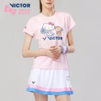 เสื้อยืด VICTOR Victory HELLOKITTY Hello Kitty ชุดกีฬาแบดมินตันผู้ชายและผู้หญิงแบบแห้งเร็ว