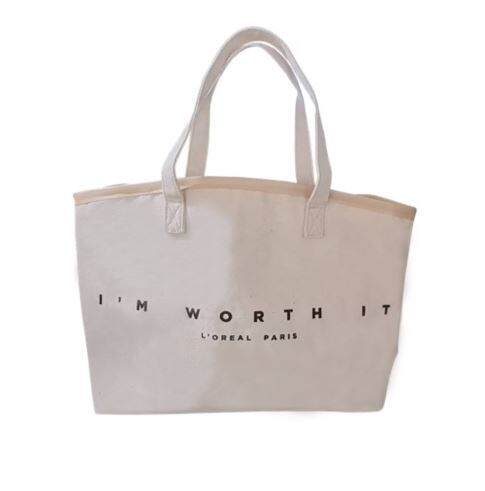 กระเป๋าผ้า-ลายสกรีน-im-worth-it-tote-bag-ขนาด-15x50x30cm-กระเป๋า-tote-bag-กระเป๋าสะพาย-พับเก็บได้-กระเป๋าใบใหญ่