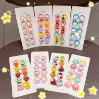 ♚☑ 10Pcs/Set Girls Cute Cartoon Flower Small Scrunchie Heart Bow Star Elastic Kids Ponytail Hair Ropes Tie Rubber Band Hair Accesso