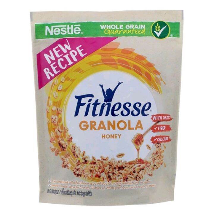 ขนมอร่อย-เคี้ยวเพลิน-x1-กาโนล่าข้าวโอ๊ตผสมน้ำผึ้ง-nestle-fitnesse-granola-oat-amp-honey-300g