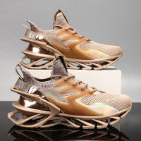 2021 New High Quality Men Blade Gold Sneakers Breathable Running Sport Shoes Summer Fashion Black White Shoes for Boys