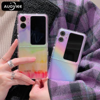 AUOVIEE เคสโทรศัพท์ภาพวาดสีน้ำสีรุ้งสำหรับ N2ออปโป้ไฟนด์โปร่งใสกันกระแทกกลับพลิก FindN2