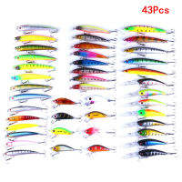 KLKLJYFI รุ่นผสมเหยื่อตกปลาชุด minnow Lure Crank baits Tackle TREBLE hooks Kit