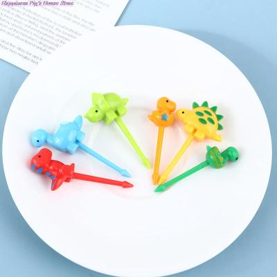 6pcsset dinosaur Mini Animal Cartoon Food Picks Children Snack Fruit Fork Cartoon Animal Bento Stickers