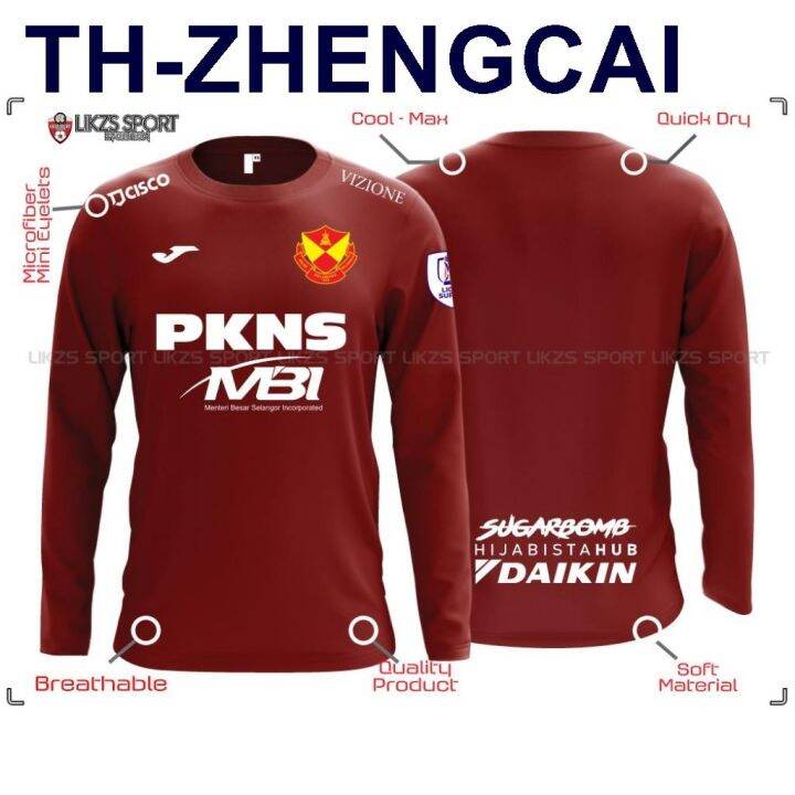 hot-zhengcai-selangor-fc-2023-long-sleeve-jersey-dxp-9-football-futsall-training-player-warm-up-jersi-bola-sepak-the-red-giant