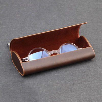 Cubojue กล่องแว่นตาหนังเทียมกล่องแว่นตาสีน้ำตาลกล่องใส่แว่นกันแดดกล่องเหล็กป้องกันการกด Magetic Hard Protect แบรนด์วินเทจ