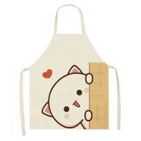 Kawaii Cat Print Kitchen Apron 68x55cm Sleeveless Linen Men 39;s Women 39;s Aprons Restaurant Chef Cooking Accessories Apron Delantal