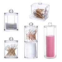 Acrylic Makeup Organizer Cotton Swabs Qtip Container Cosmetic Makeup Cotton Pad Organizer Jewelry Storage Box(Empty Box) D2