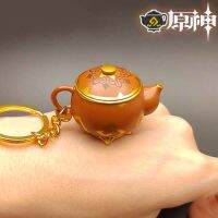 Game Genshin Impact 3D Solid Metal Mini Home Bulid Dust Song Pot Key Chain Plushie Toy Lnazuma Ganyu Keqing Wendi Xiao Key Ring