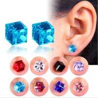 Hang qiao shop1 Pair Crystal Magnetic Earrings Water Cube Health Magnet Diamond Non pierced Earrings