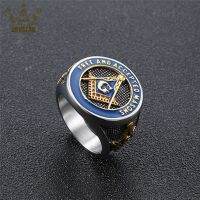 LT Retro Mens 316L Stainless Steel Masonic Freemason Lodge G Pillars Band Rings