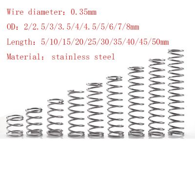 20pcs/Lot 0.35mm Stainless Steel Micro Small Compression Spring OD 2/2.5/3/3.5/4mm Length 5mm to 50mm Electrical Connectors