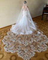 Unique Lace Wedding Veil One Layer Cathedral ผ้าคลุมหน้าเจ้าสาวพร้อมหวีอุปกรณ์จัดงานแต่งงาน MM-Jezker