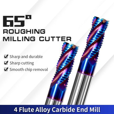 Augusttools HRC65 Roughing End Mill Carbide 4 Flutes Router Bits เครื่องตัดเหล็กทังสเตน 4mm 6mm 8mm 10mm 12mm CNC Tools