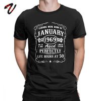 Mens T Shirt 100% Cotton T-Shirt Born In January 1969 50 Years Old 50th Birthday Gift Retro Clothes Original Tee Plus Size