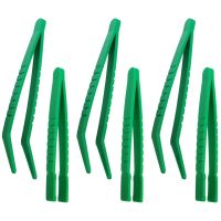 6pcs Flat Head Curved Head Insect Collection Tweezers Plastic Forceps for Kids