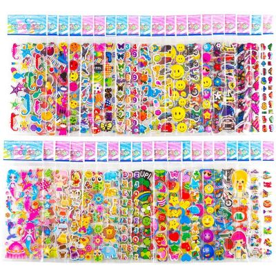 30 Sheets Stickers for Kids Girls Boys Different Bulk Stickers 3D Puffy Assorted Scrapbook 20 Stickers Cartoon Princess DIY Toys Stickers Labels