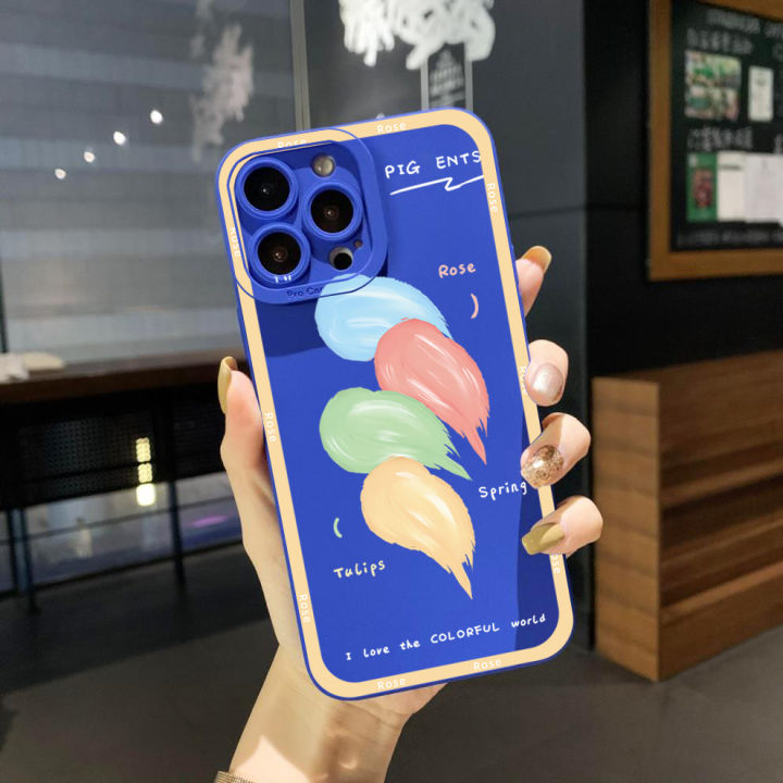 เคสโทรศัพท์ขอบสี่เหลี่ยมไอศกรีมการ์ตูน-iphone-14-plus-13-12-pro-max-11-xr-7-8-se-2020ฝาครอบป้องกันเต็มเลนส์