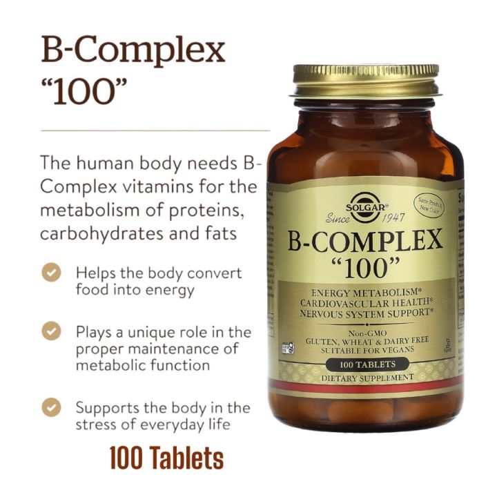 Solgar, B-Complex "100", 100 Vegetable Capsules And Tablets | Lazada PH