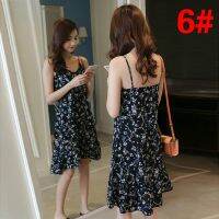 Linki ❥❥ fashion 6 color chiffon floral dress women sling dress Ready Stock