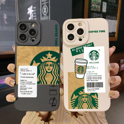 เคสโทรศัพท์สำหรับ OPPO A16 A15 A35 A16E A16K A53 A54 5G A74 A94 4G A7 A12 A5S A95 A96 A76แฟชั่น Starbucks กาแฟ Life สีดำขอบสแควร์เต็มรูปแบบ Len ป้องกัน
